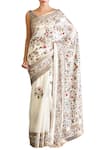 Buy_Nakul Sen_White Chiffon Embroidered Saree With Blouse_at_Aza_Fashions