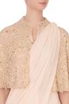 Pooja Rajpal Jaggi_Pink Blouse: Square; Cape: Mandarin Collar Embroidered With Saree For Women_at_Aza_Fashions