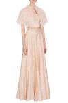 Pooja Rajpal Jaggi_Pink U Neck Feather Cape And Lehenga Set For Women_Online_at_Aza_Fashions