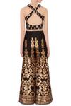 Shop_Vandana Sethi_Black Satin Silk Gharara Set_at_Aza_Fashions