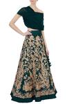 Buy_Shruti Ranka_Green Raw Silk Embroidered Lehenga With Draped Blouse_at_Aza_Fashions