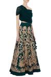 Shruti Ranka_Green Raw Silk Embroidered Lehenga With Draped Blouse_Online_at_Aza_Fashions
