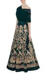 Buy_Shruti Ranka_Green Raw Silk Embroidered Lehenga With Draped Blouse_Online_at_Aza_Fashions