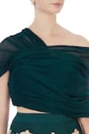 Shruti Ranka_Green Raw Silk Embroidered Lehenga With Draped Blouse_at_Aza_Fashions