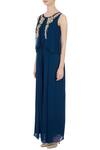 Buy_Shruti Ranka_Blue Georgette Embroidered Cutdana U Neck Cape Jumpsuit For Women_Online_at_Aza_Fashions