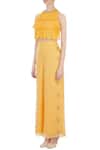 Buy_Shruti Ranka_Yellow Georgette Embroidered Cutdana Stones Crop Top And Palazzo Set For Women_Online_at_Aza_Fashions