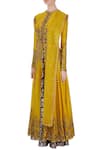 Buy_Joy Mitra_Yellow Round Chanderi Jacket And Lehenga Set For Women_Online_at_Aza_Fashions