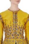 Joy Mitra_Yellow Round Chanderi Jacket And Lehenga Set For Women_at_Aza_Fashions