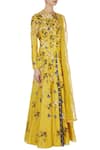 Joy Mitra_Yellow Round Chanderi Jacket And Lehenga Set _Online_at_Aza_Fashions