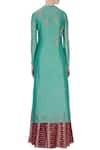 Shop_Joy Mitra_Green Round Chanderi Kurta And Lehenga Set _at_Aza_Fashions