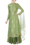 Buy_Joy Mitra_Green Round Chanderi Kurta And Lehenga Set _at_Aza_Fashions