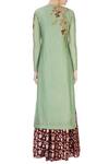 Shop_Joy Mitra_Green Round Chanderi Kurta And Lehenga Set _at_Aza_Fashions