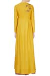 Shop_Joy Mitra_Yellow Round Chanderi Asymmetric Kurta _at_Aza_Fashions