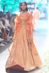 Buy_SVA by Sonam & Paras Modi_Orange Raw Silk Embroidered V Neck Lehenga Set With Belt  _at_Aza_Fashions