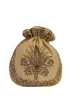 Buy_Adora By Ankita_Beige Zardozi Polyester Embroidered Potli Bag _at_Aza_Fashions
