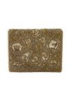 Shop_Adora By Ankita_Gold Sequins, Beads Floral Embellished Clutch _at_Aza_Fashions