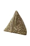 Buy_Adora By Ankita_Gold Sequins Polyester Chevron Embellished Clutch _at_Aza_Fashions