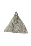 Buy_Adora By Ankita_Silver Sequins Polyester Chevron Embellished Clutch _at_Aza_Fashions