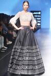Ridhi Mehra_White Skirt Printed Lehenga With Embellished Blouse_Online_at_Aza_Fashions