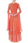 Buy_Manasi Sengupta_Orange Round Embroidered Kurta Set For Women_at_Aza_Fashions
