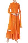 Buy_Manasi Sengupta_Orange Embroidered Kurta With Dupatta_at_Aza_Fashions