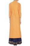 Shop_Manasi Sengupta_Yellow Cotton Silk Embroidered Mandarin Collar Kurta Lehenga Set For Women_at_Aza_Fashions