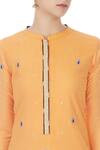 Manasi Sengupta_Yellow Cotton Silk Embroidered Mandarin Collar Kurta Lehenga Set For Women_at_Aza_Fashions