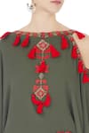 Surily G_Green Round Tassel Top  _at_Aza_Fashions