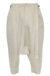 Shop_Bloni_Beige Linen Drop Crotch Pants_at_Aza_Fashions
