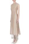 Buy_Urvashi Kaur_Beige Round Chanderi Silk Tunic _Online_at_Aza_Fashions