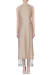 Shop_Urvashi Kaur_Beige Round Chanderi Silk Tunic _Online_at_Aza_Fashions
