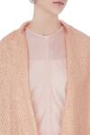 Urvashi Kaur_Peach Flap Collar Silk Long Jacket For Women_at_Aza_Fashions