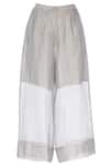 Shop_Urvashi Kaur_Off White Tissue Silk Sheer Panel Striped Pant _at_Aza_Fashions
