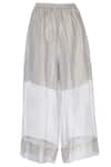 Urvashi Kaur_Off White Tissue Silk Sheer Panel Striped Pant _Online_at_Aza_Fashions