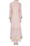 Shop_Urvashi Kaur_Peach Round Kota Silk Jacket Kurta For Women_at_Aza_Fashions