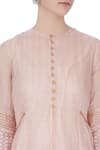Urvashi Kaur_Peach Round Kota Silk Jacket Kurta For Women_at_Aza_Fashions