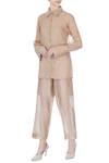 Buy_Urvashi Kaur_Beige Tissue Silk Shirt_at_Aza_Fashions