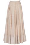 Shop_Urvashi Kaur_Beige Silk Maxi Skirt  _at_Aza_Fashions