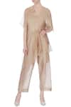 Buy_Urvashi Kaur_Beige Chanderi Silk Asymmetric Top_at_Aza_Fashions