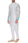 Buy_SOL by Piyush Dedhia_White Art Cotton Embroidered Floral Motifs Kurta And Churidar  _at_Aza_Fashions