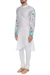 Buy_SOL by Piyush Dedhia_White Art Cotton Embroidered Floral Motifs Kurta And Churidar  _Online_at_Aza_Fashions