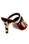 Veruschka by Payal Kothari_Maroon Embellished Velvet Peep-toe Heels _Online_at_Aza_Fashions