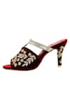 Buy_Veruschka by Payal Kothari_Maroon Velvet Embellished Peep-toe Heels_Online_at_Aza_Fashions