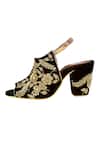 Buy_Veruschka by Payal Kothari_Brown Velvet Zardozi Embroidered Peep-toe Heels_Online_at_Aza_Fashions