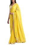 Buy_MADZIN_Yellow U Neck Embroidered Saree With Blouse For Women_at_Aza_Fashions