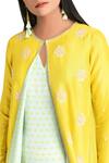 Buy_MADZIN_Yellow Round Embroidered Jacket And Kurta Set For Women_Online_at_Aza_Fashions