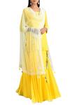 Buy_MADZIN_Yellow Round Embroidered Kurta Gharara Set For Women_at_Aza_Fashions