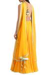 Shop_MADZIN_Orange U Neck Embroidered Lehenga Set For Women_at_Aza_Fashions
