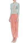 Buy_Nautanky_Blue Round Chanderi Silk Jacket And Skirt Set For Women_Online_at_Aza_Fashions