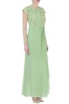Nautanky_Green Round Pleated Asymmetric Dress For Women_Online_at_Aza_Fashions